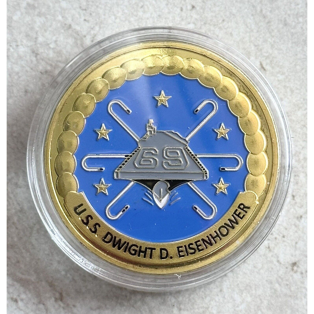 Us Navy - Uss Dwight D. Eisenhower - Cvn-69 Challenge Coin With 3D Display Case
