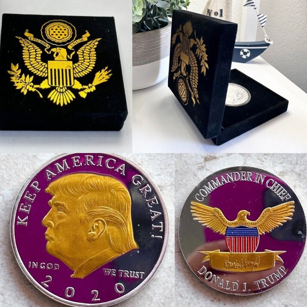 2020 Gold and Silver Plated President Trump Coin Keep America Great with case