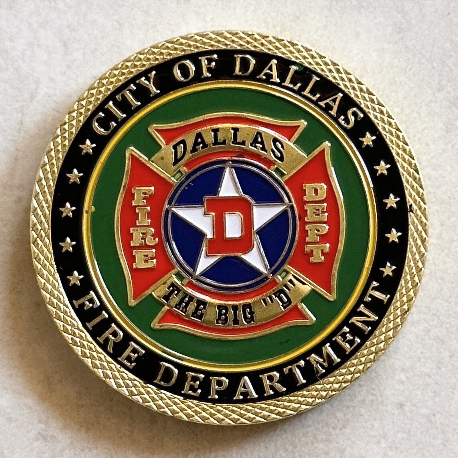 DALLAS FIRE DEPT - The Big "D" Challenge Coin With Velvet Case