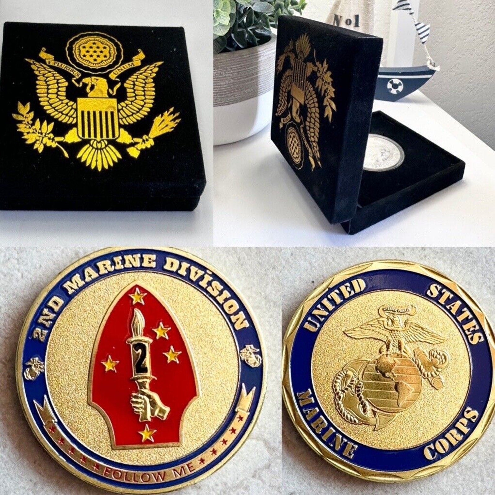 US MARINE CORPS - 2nd MARINE DIVISION Challenge Coin with velvet case New