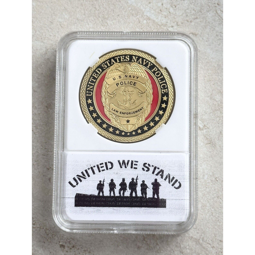 Navy Police MP Law Enforcement Challenge Coin USN US Navy With Beautiful Case