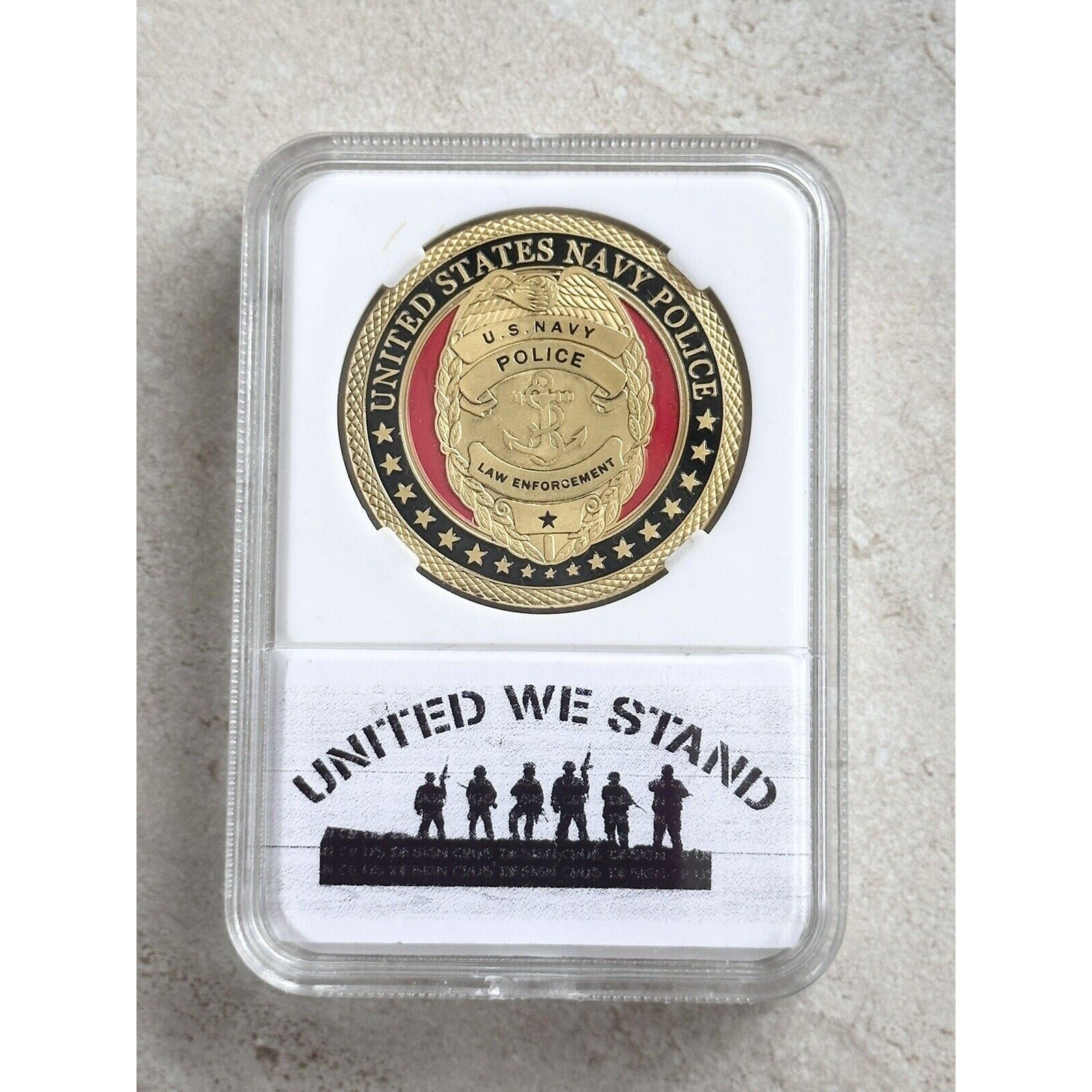 Navy Police MP Law Enforcement Challenge Coin USN US Navy With Beautiful Case