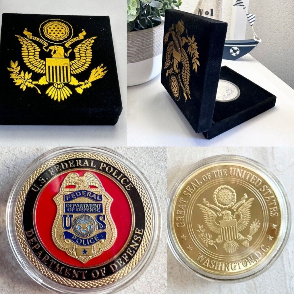 United States FEDERAL DoD POLICE Challenge Coin with velvet case