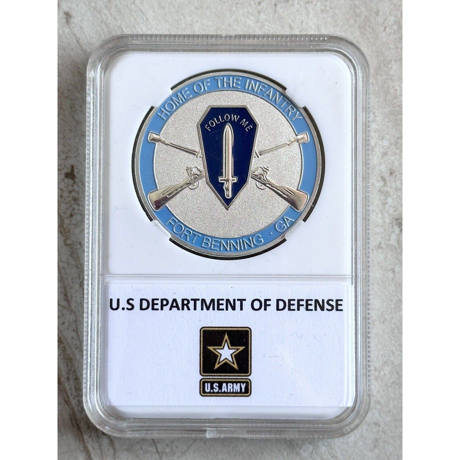 NEW U.S. Army Home of The Infantry Fort Benning, GA Challenge Coin With Case