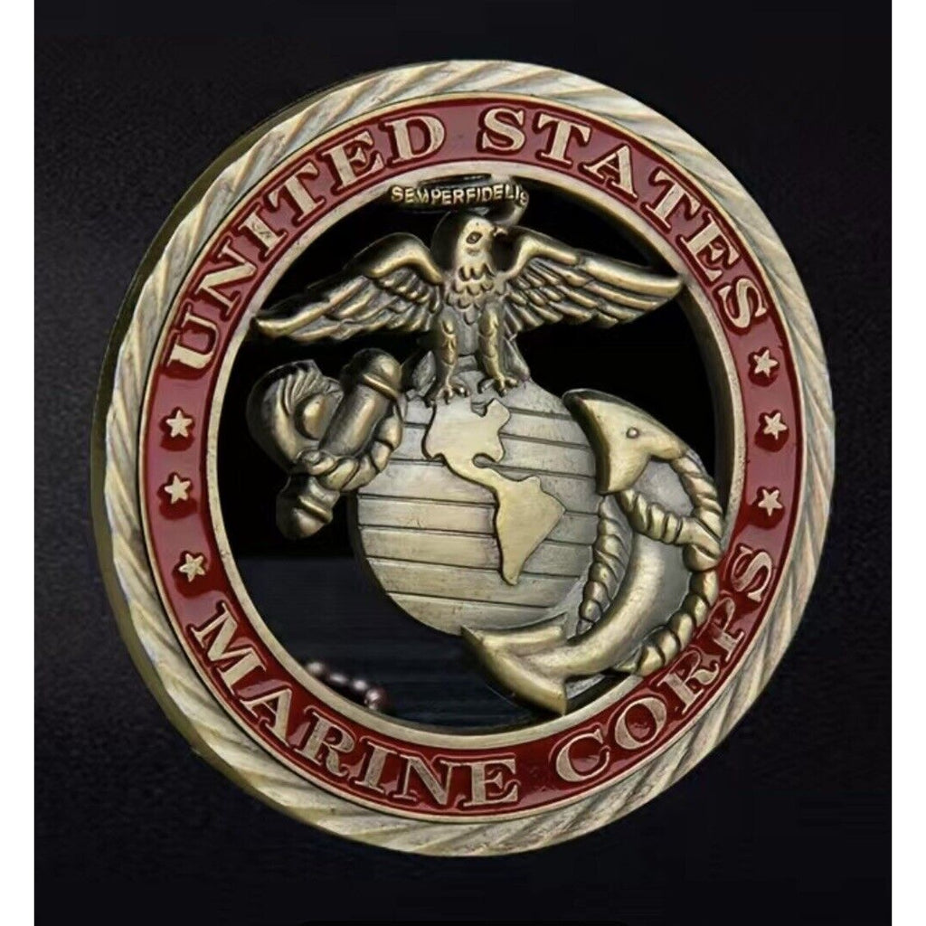 Marine Corps Honor Courage Commitment Coin - USMC EGA Cutout Challenge Coin