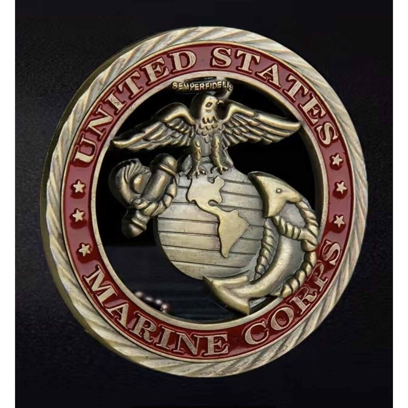 Marine Corps Honor Courage Commitment Coin - USMC EGA Cutout Challenge Coin