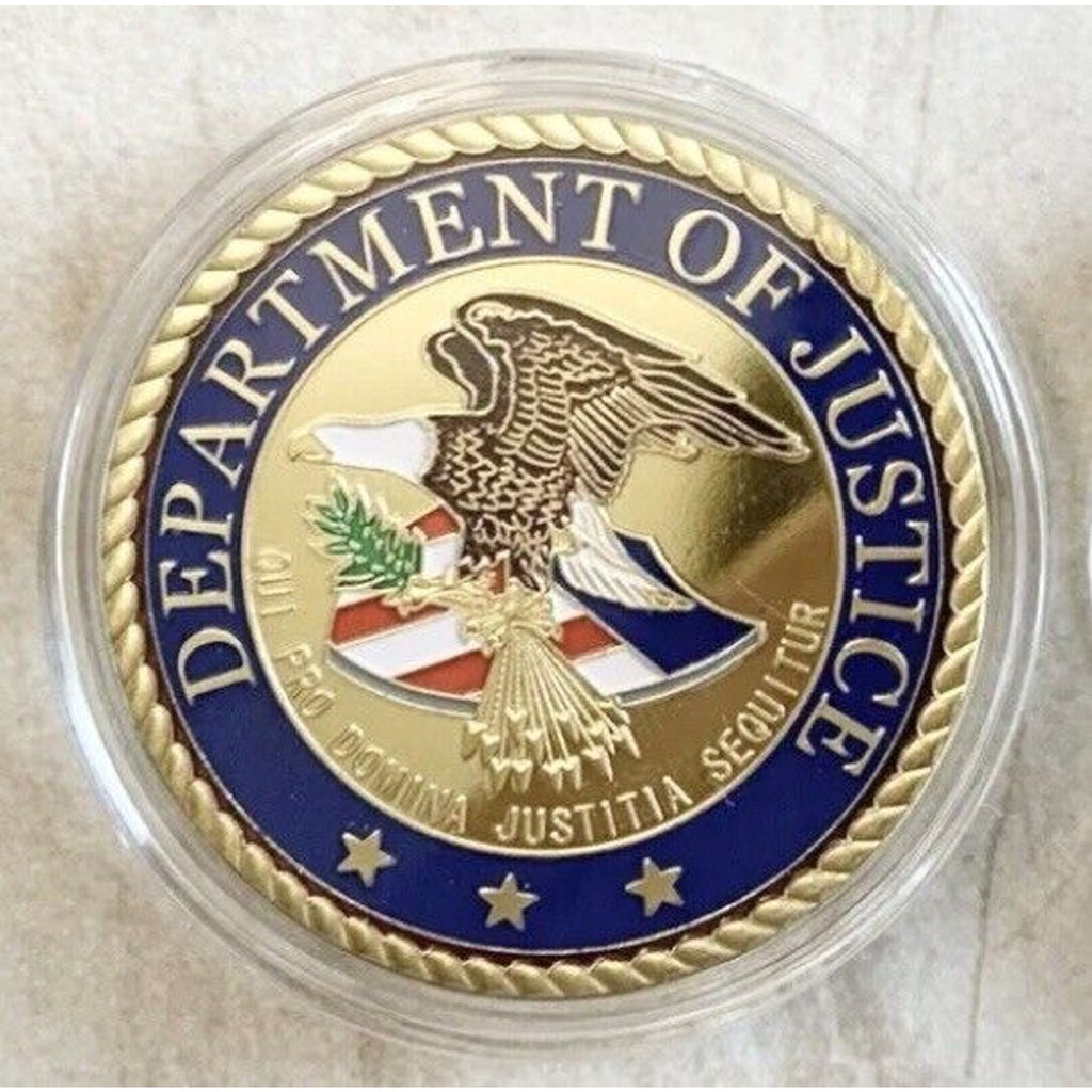 DOJ United States DEPARTMENT OF JUSTICE FBI Challenge Coin w/ velvet case