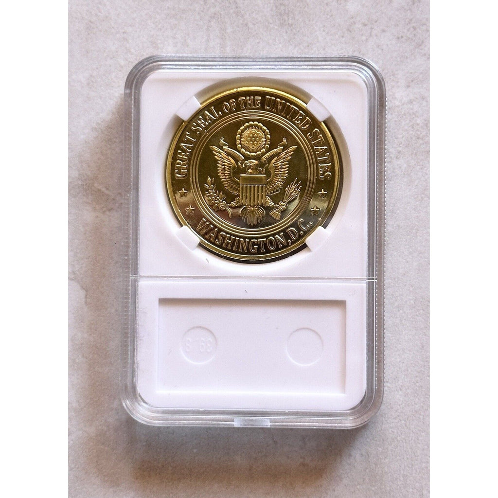US Department Of Home land Security Challenge Coin With American Flag Case