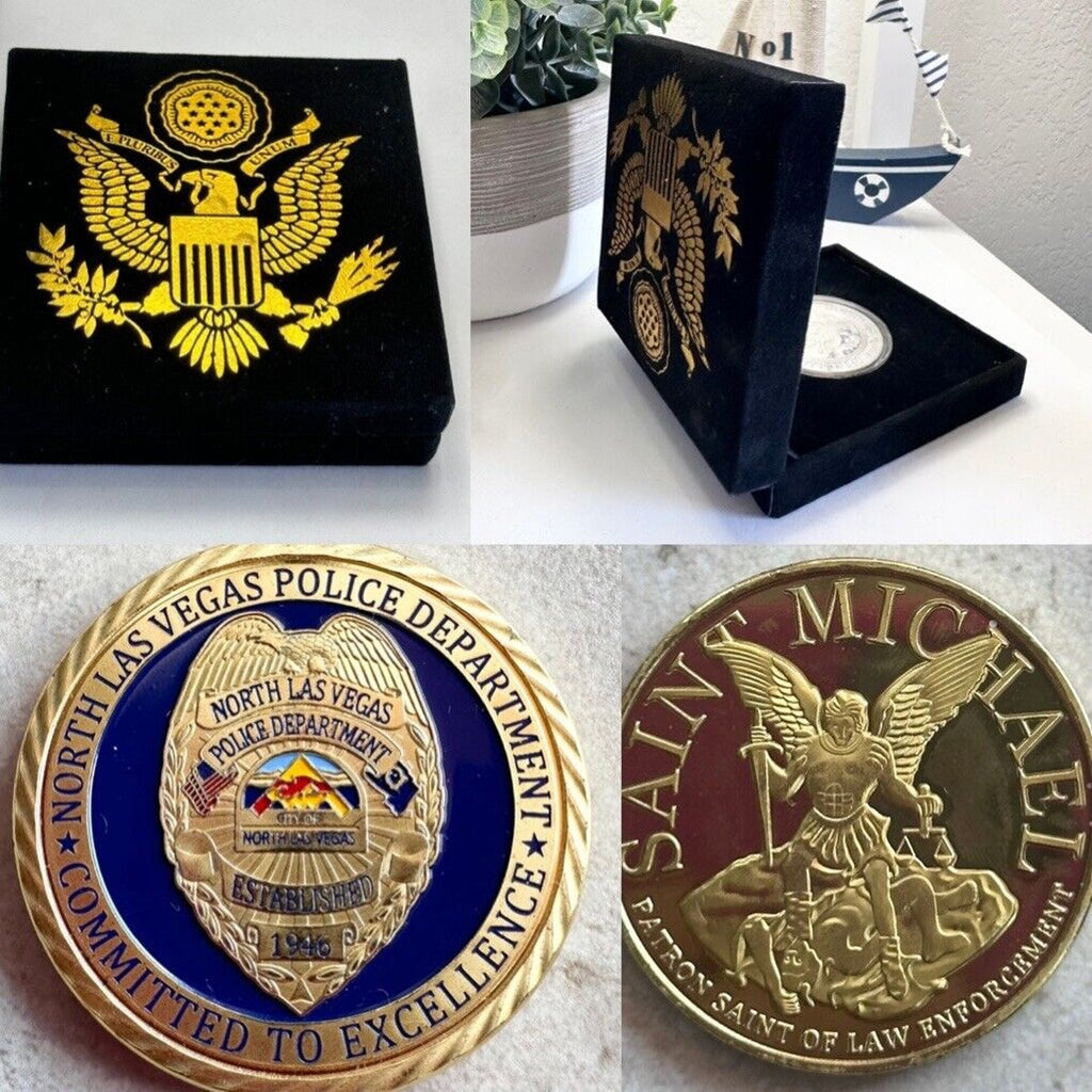 North Las Vegas Police Dept Badge Challenge Coin with velvet case new