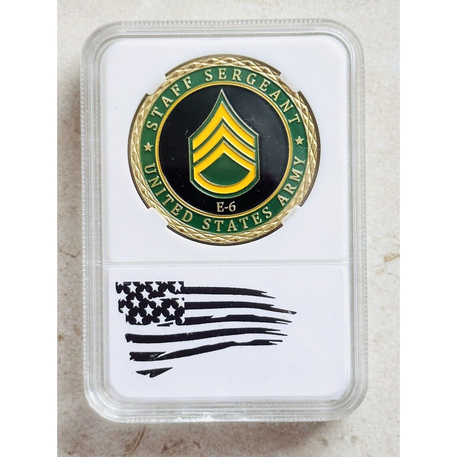 NEW U.S. Army Staff Sergeant E-6 Challenge Coin With Case