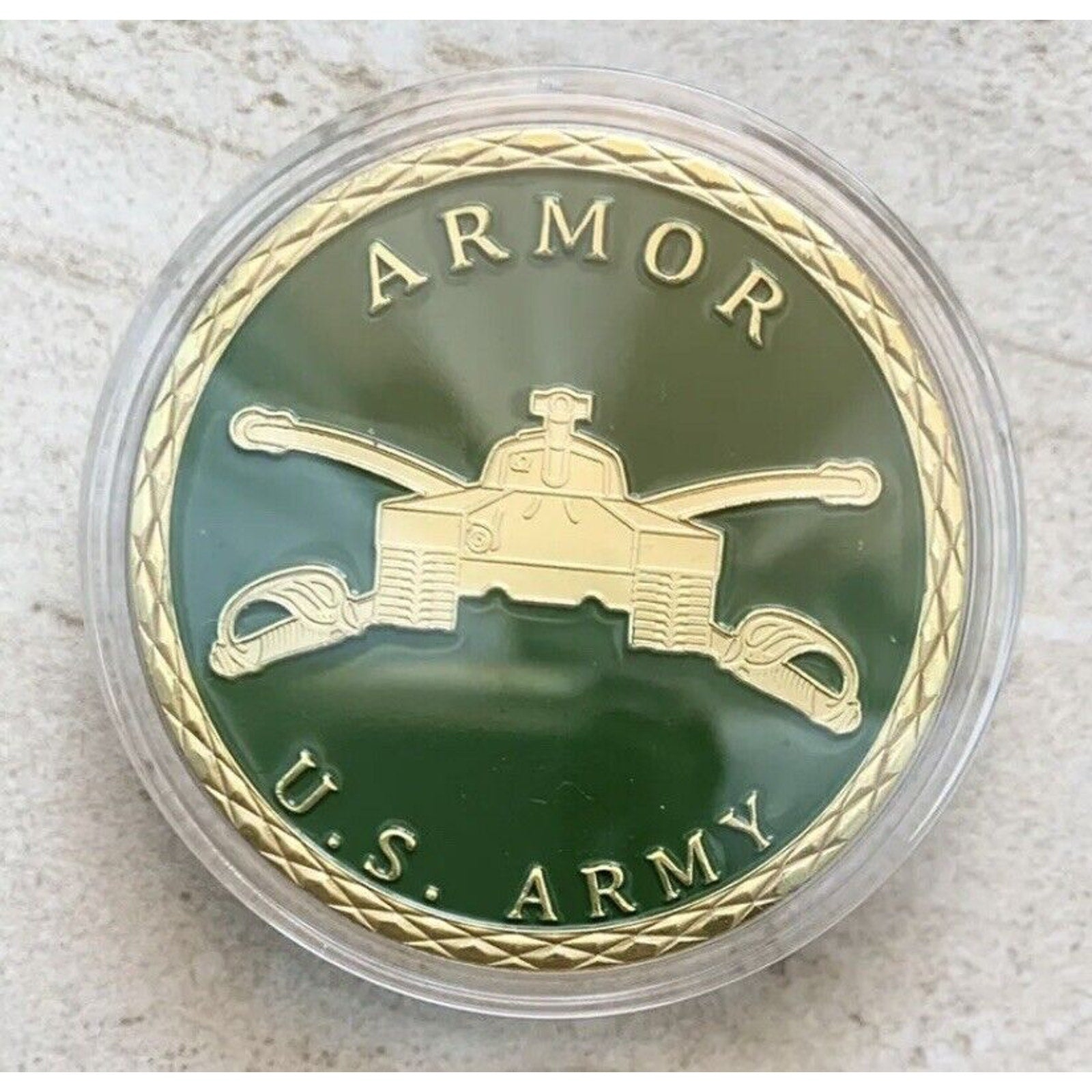 US Army Armor Combat Branch Challenge Coin With Special Velvet Presentation Box