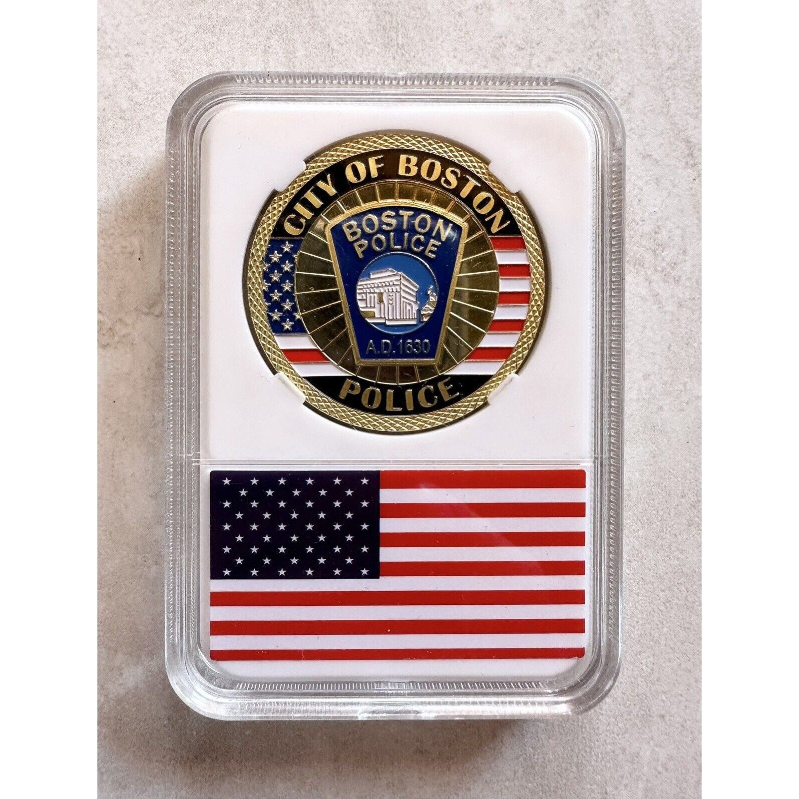 CITY OF BOSTON POLICE DEPT Challenge Coin With Case