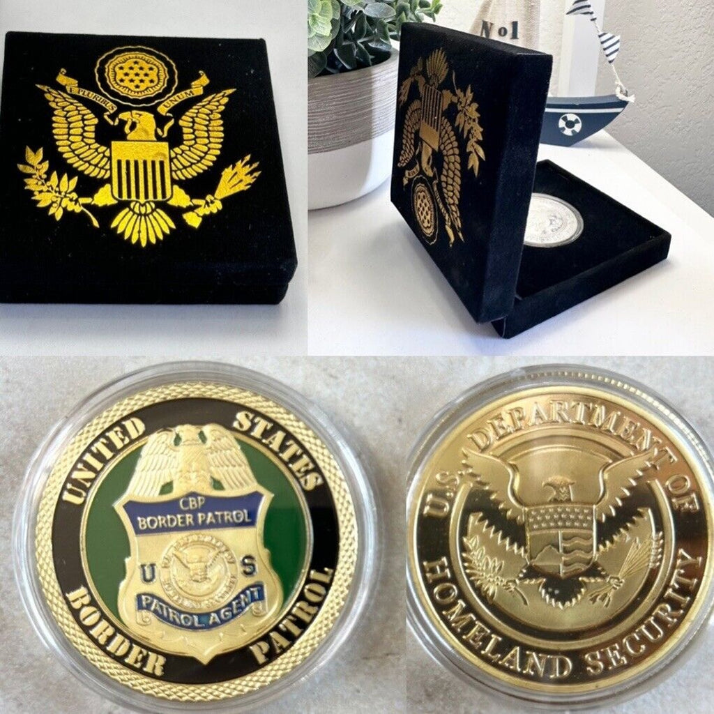 CUSTOMS AND BORDER PATROL Challenge Coin With Velvet Presentation Box