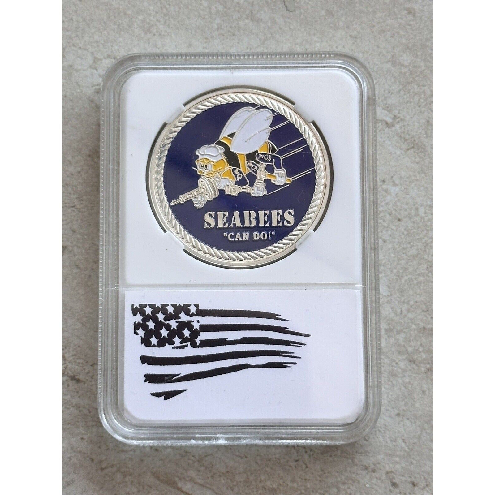 NEW US Navy Seabees "We Build We Fight" Challenge Coin. With Nice Case