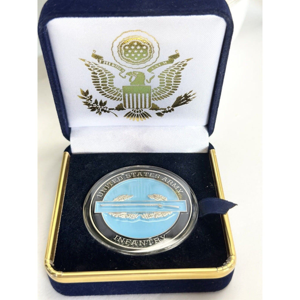US Army Combat Infantry Challenge Coin With Beautiful Velvet Box