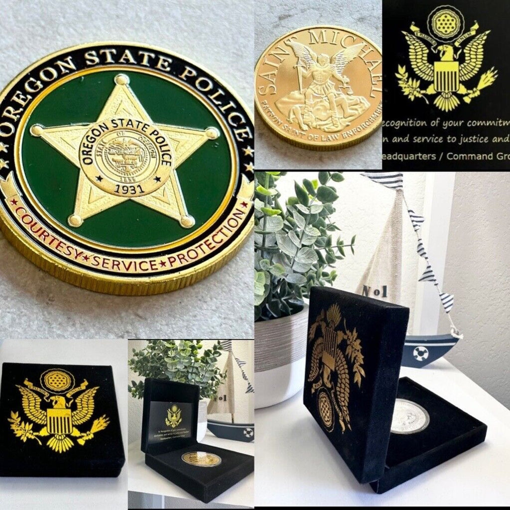 OREGON STATE POLICE Challenge Coin With Special Velvet Case