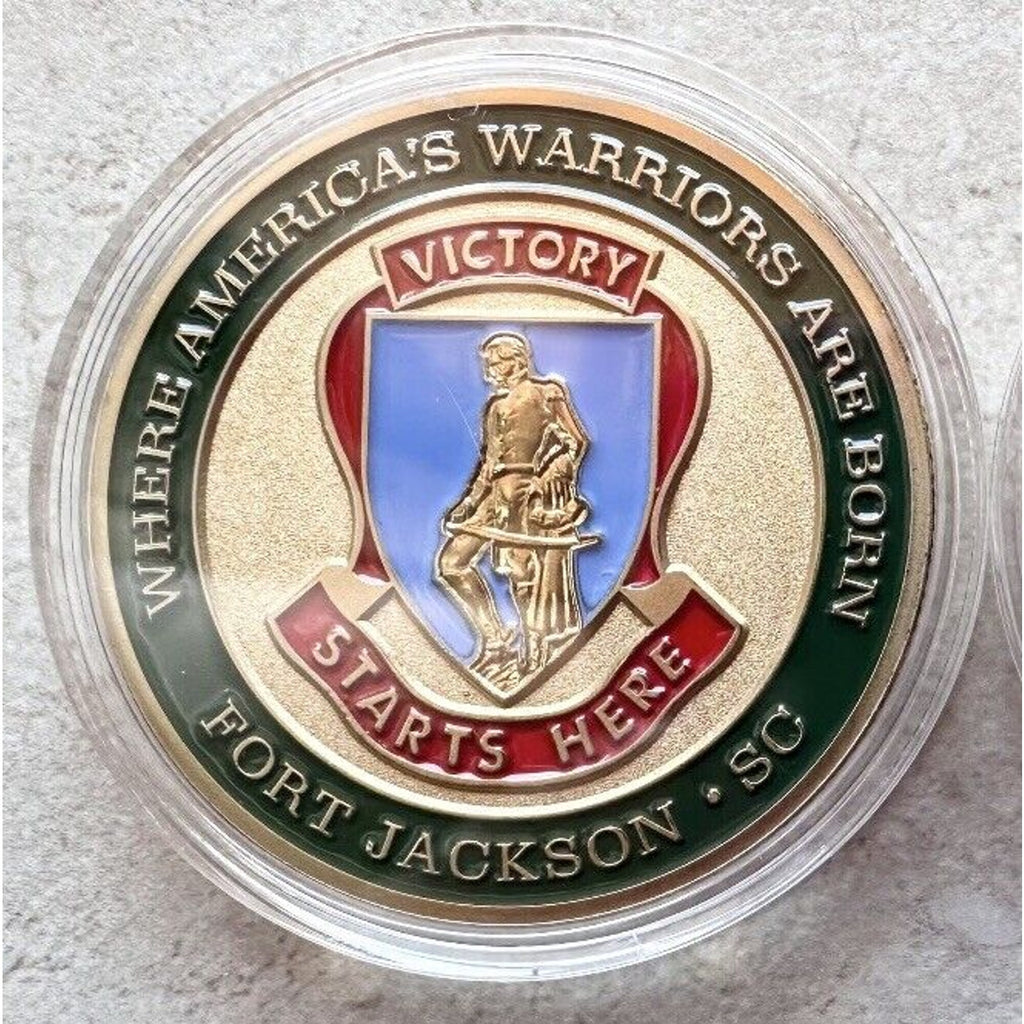 ARMY FORT JACKSON VICTORY STARTS HERE SOLDIER FOR LIFE CHALLENGE COIN w/ case