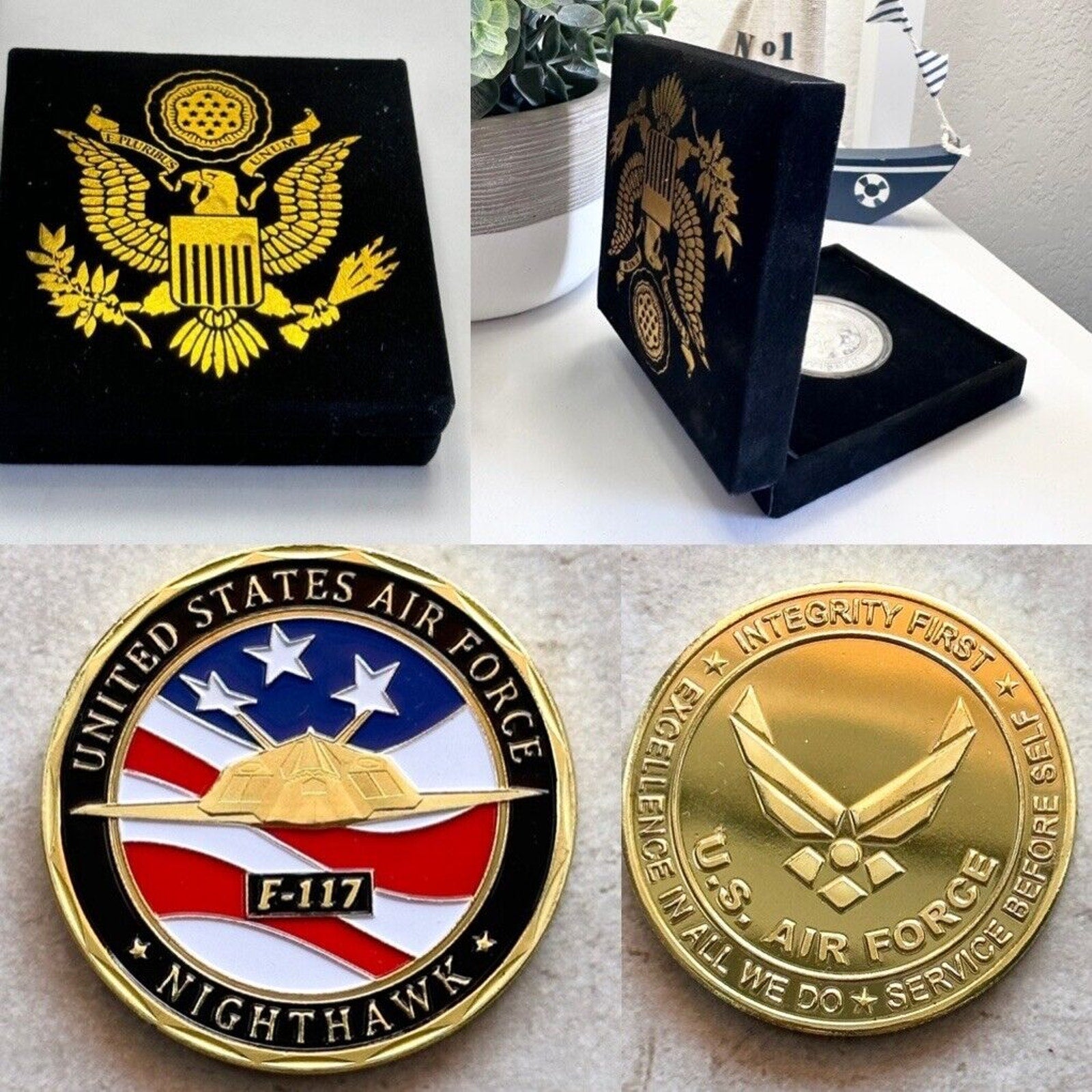 U S AIR FORCE F-117 NIGHTHAWK Challenge Coin With Special Velvet Case