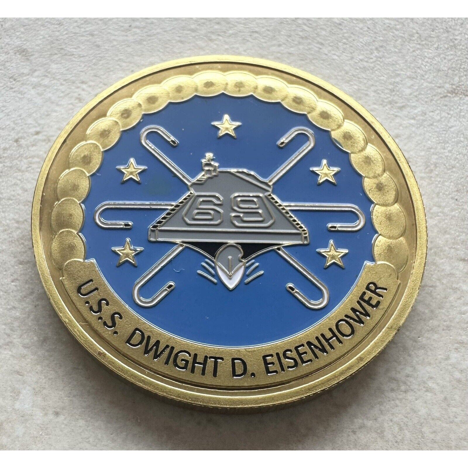 Us Navy - Uss Dwight D. Eisenhower - Cvn-69 Challenge Coin With 3D Display Case