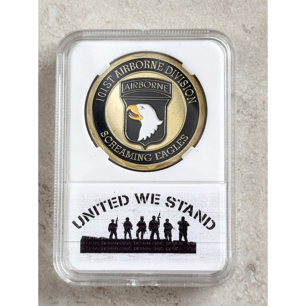 US ARMY 101ST AIRBORNE WW II/VIETNAM CURRAHEE CHALLENGE COIN With Beautiful Case