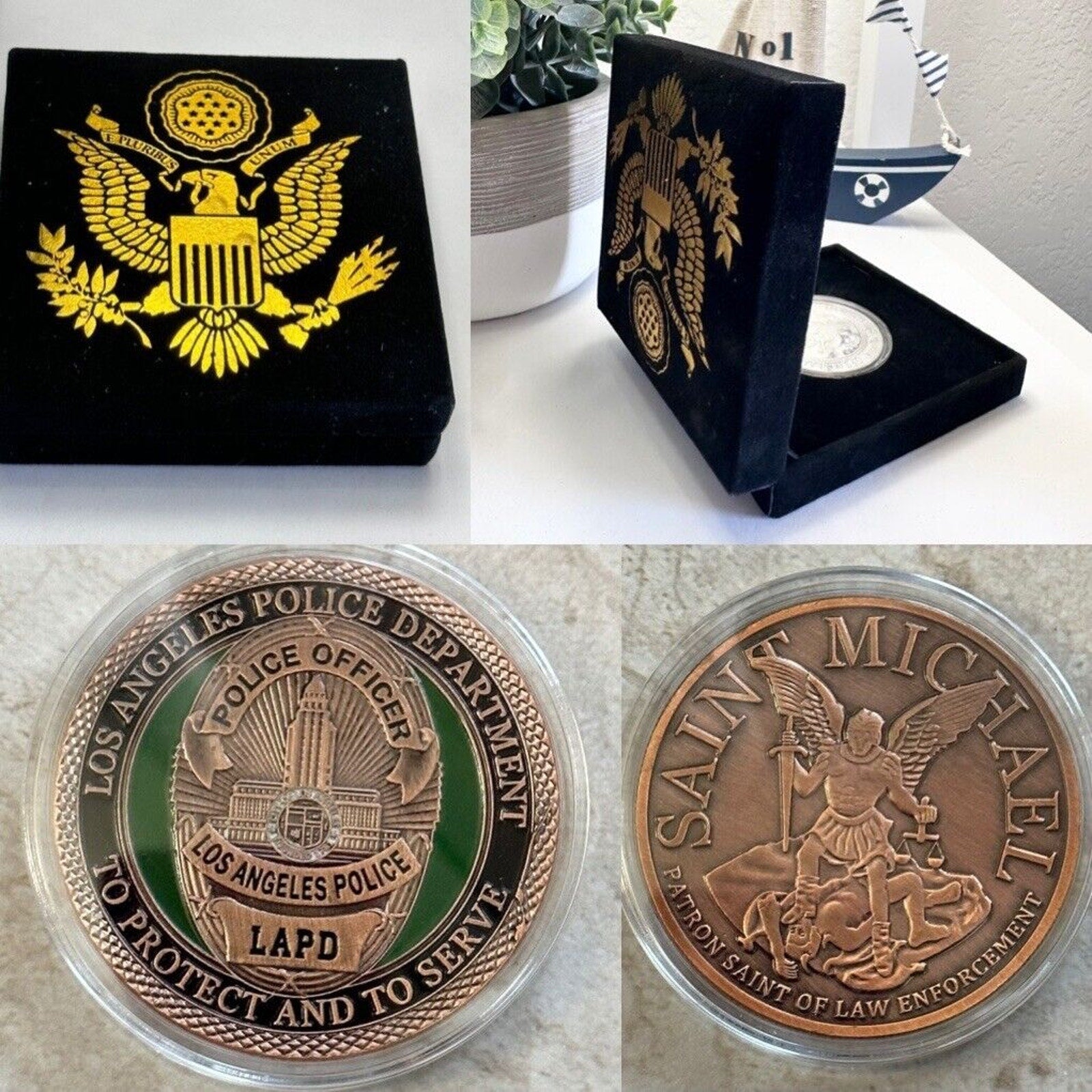 LOS ANGELES LAPD POLICE DEPARTMENT COPPER FINISH Challenge Coin with Velvet Case
