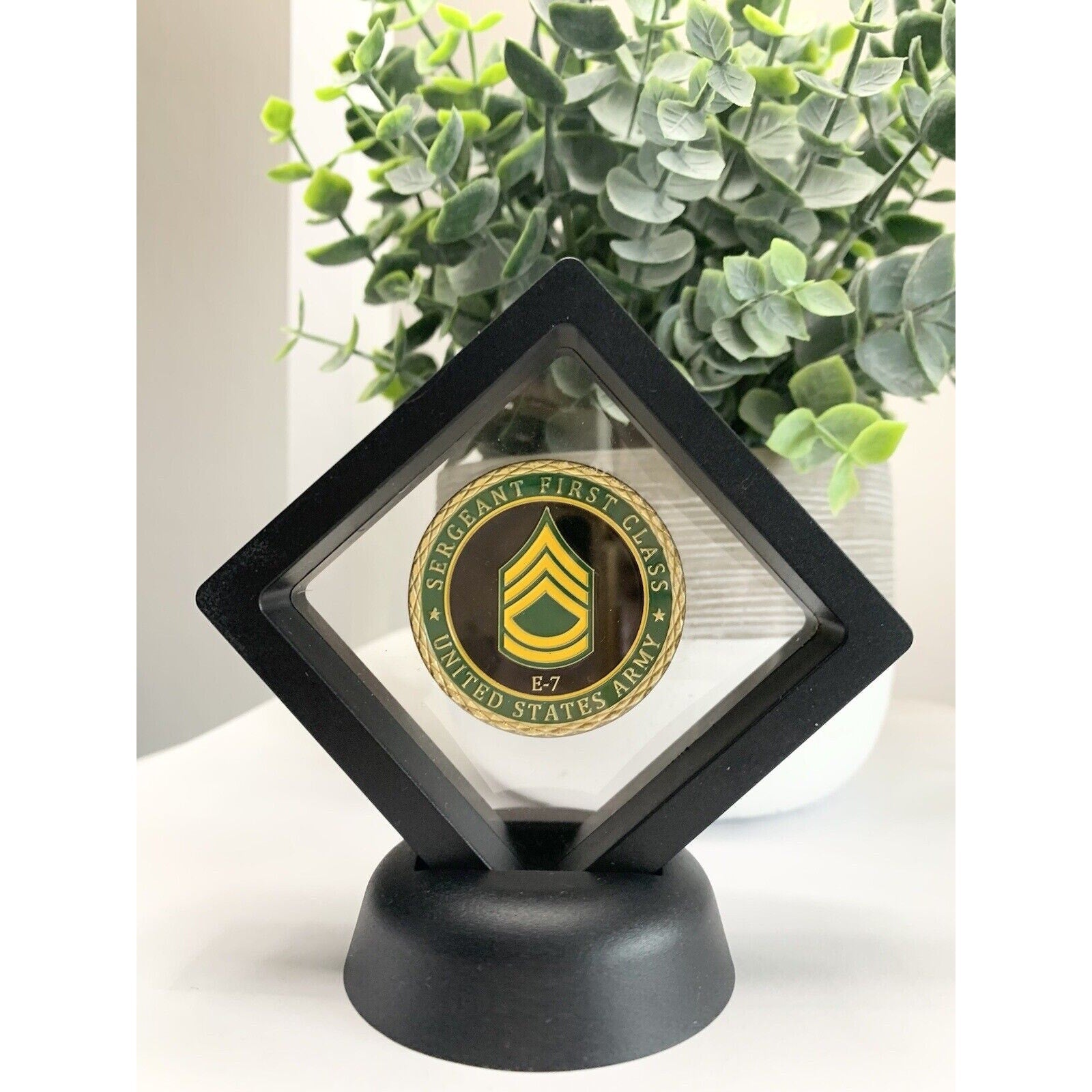 CHALLENGE COIN UNITED STATES ARMY E-7 SFC SERGEANT FIRST CLASS, With 3D Case