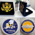 US Navy Seabees We Build We Fight Challenge Coin With Special Velvet Case