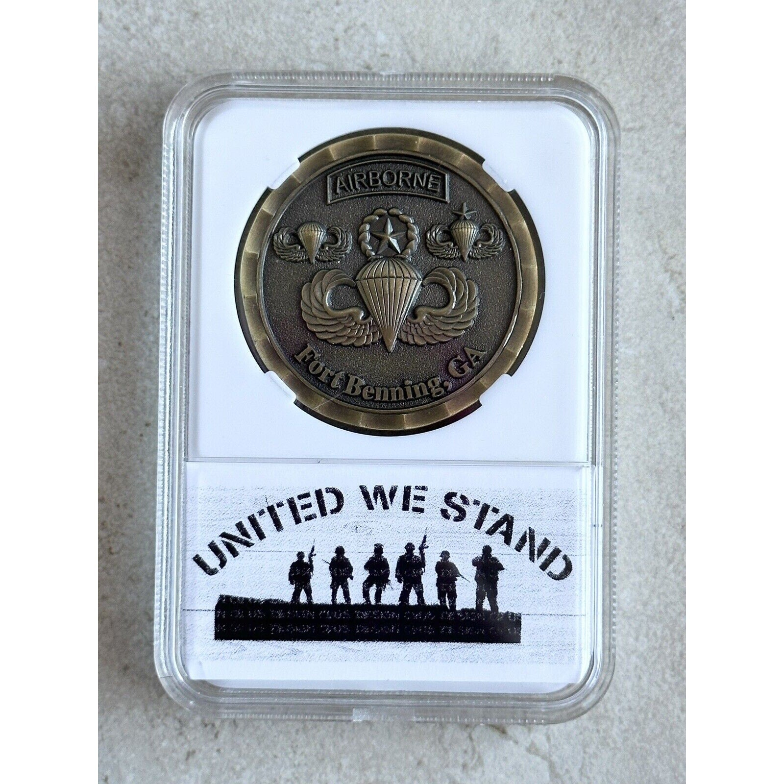 3PCS 82nd Airborne Combat Jump At Fort Benning GA Challenge Coin With Case
