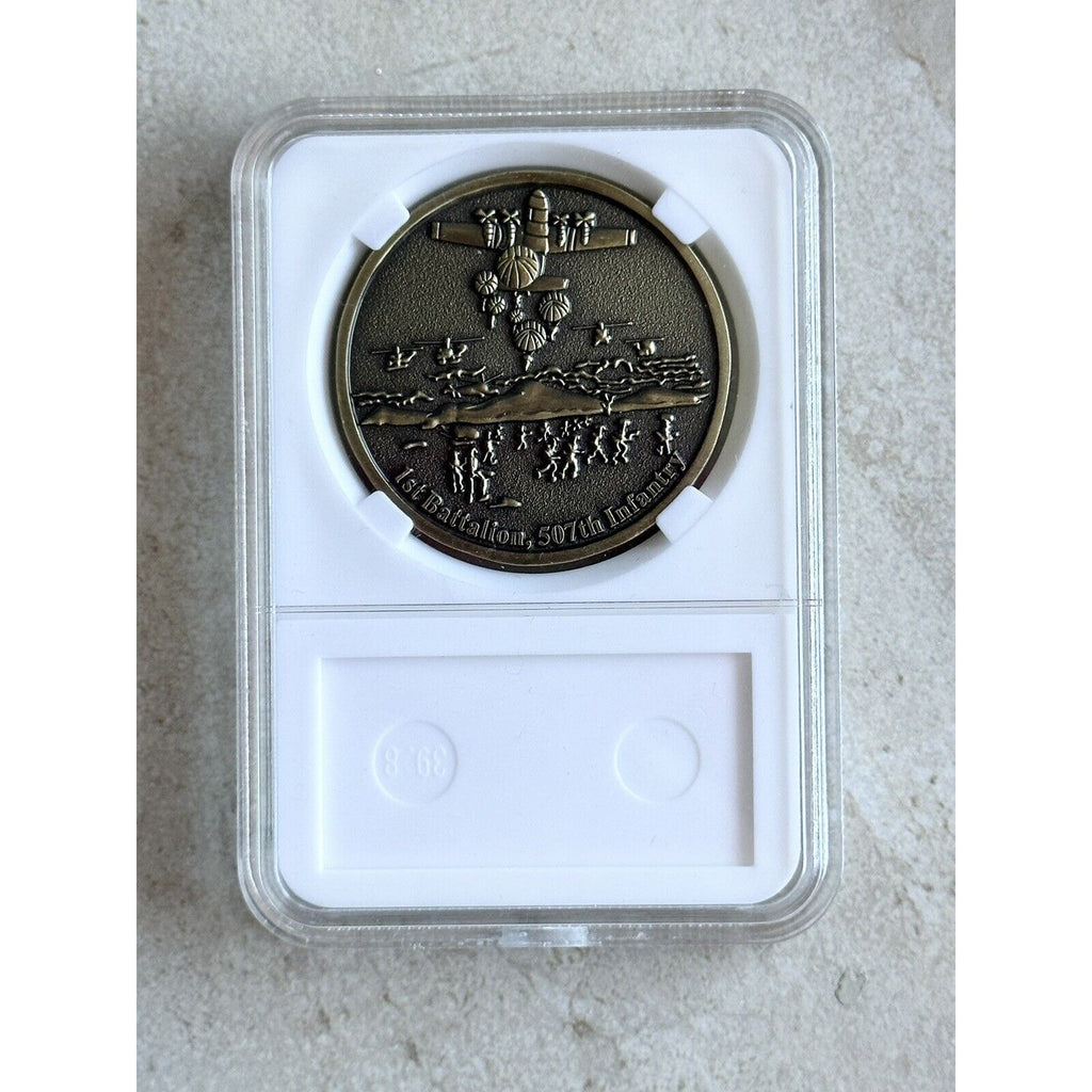 3PCS 82nd Airborne Combat Jump At Fort Benning GA Challenge Coin With Case