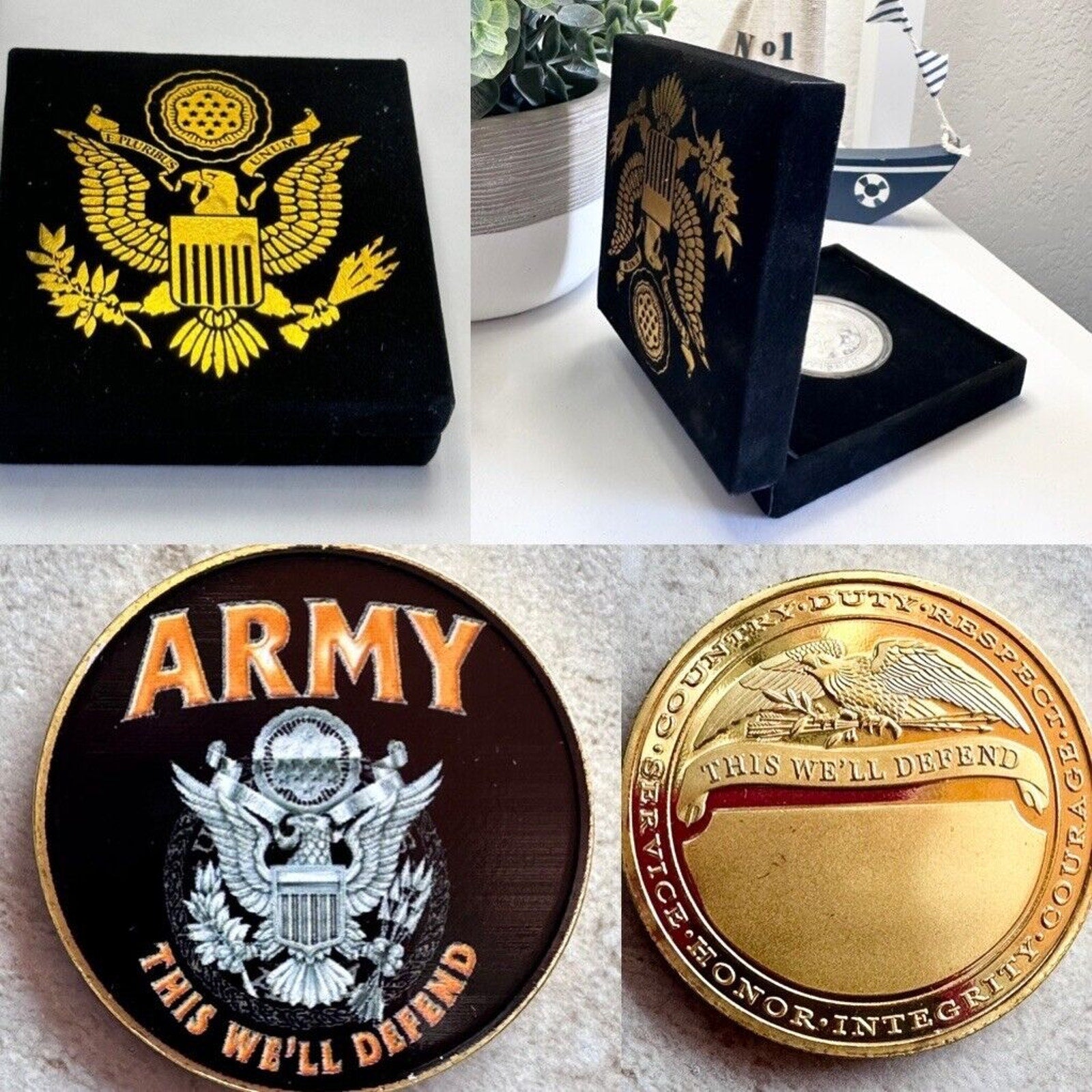 United States Army Challenge Coin This We’ll Defend, with special velvet case