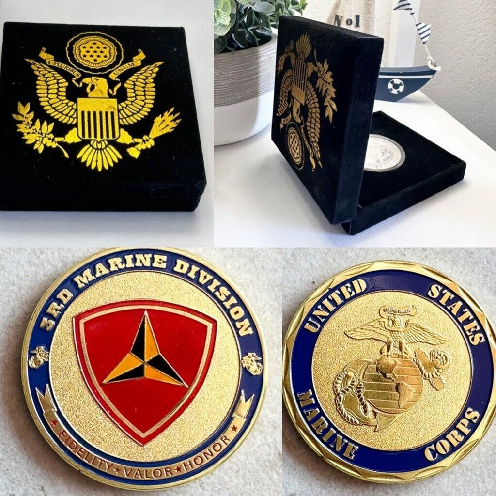 US MARINE CORPS - 3rd MARINE DIVISION Challenge Coin with velvet case