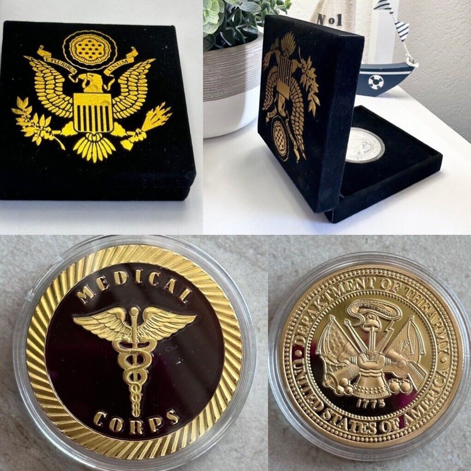 US ARMY MEDICAL CORPS Challenge Coin With Velvet Presentation Box