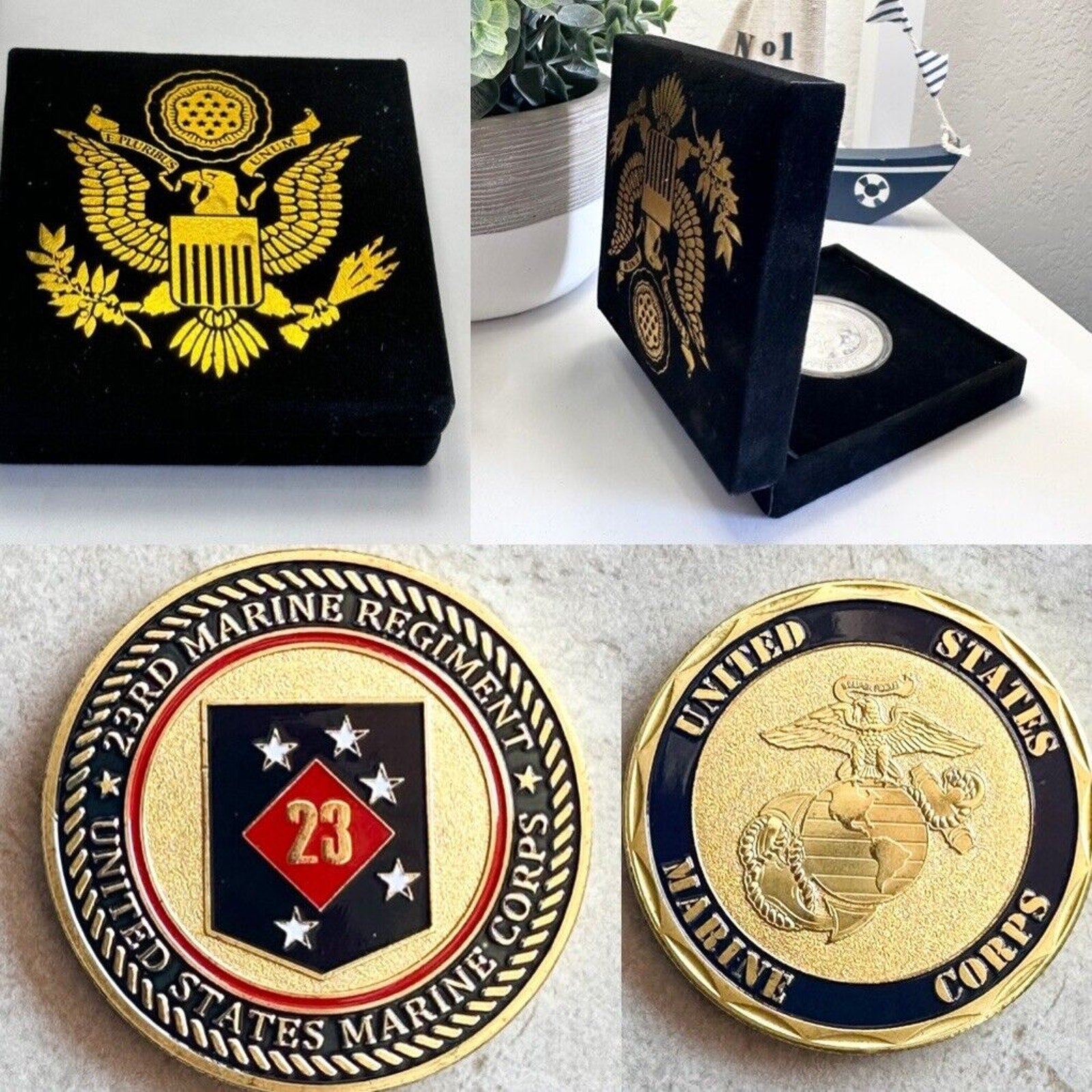 US MARINE CORPS - 23rd MARINE REGIMENT Challenge Coin with velvet case