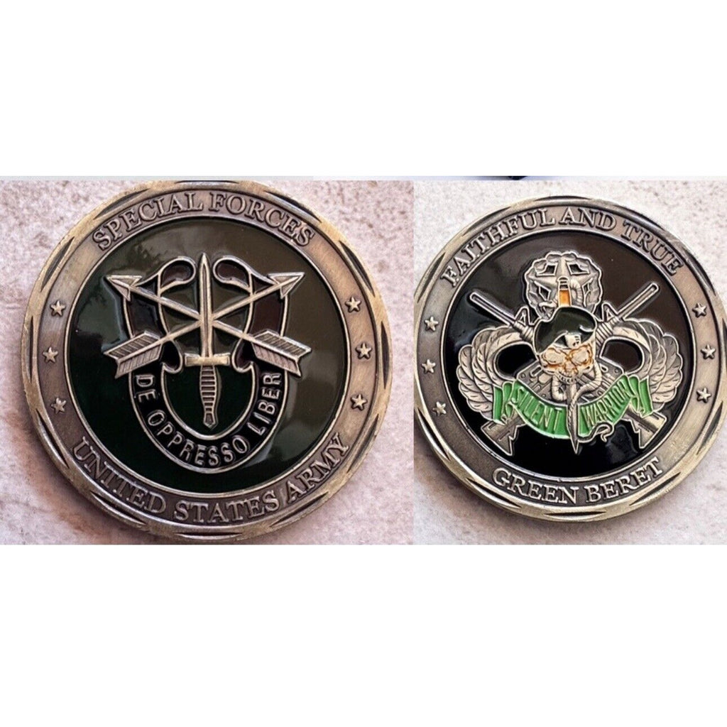 US America Army Special Forces Nice Green Military Beret Metal Challenge Coin