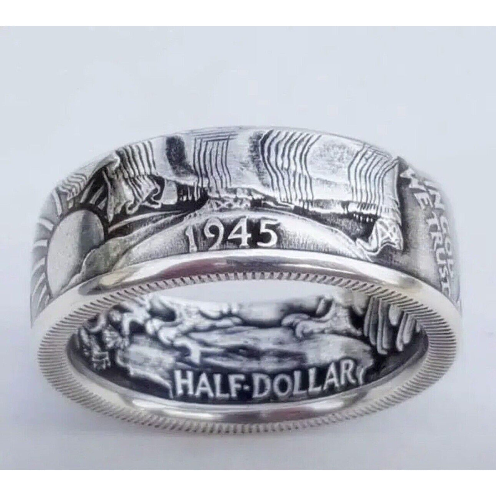 Men Ring Antique Coin Morgan Ring United States Of America Half Dollar 1945 sz 9