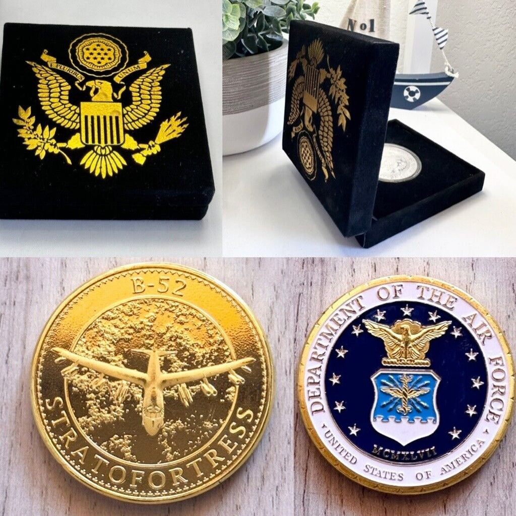 U S AIR FORCE B-52 STRATOFORTRESS Challenge Coin w/ special velvet case