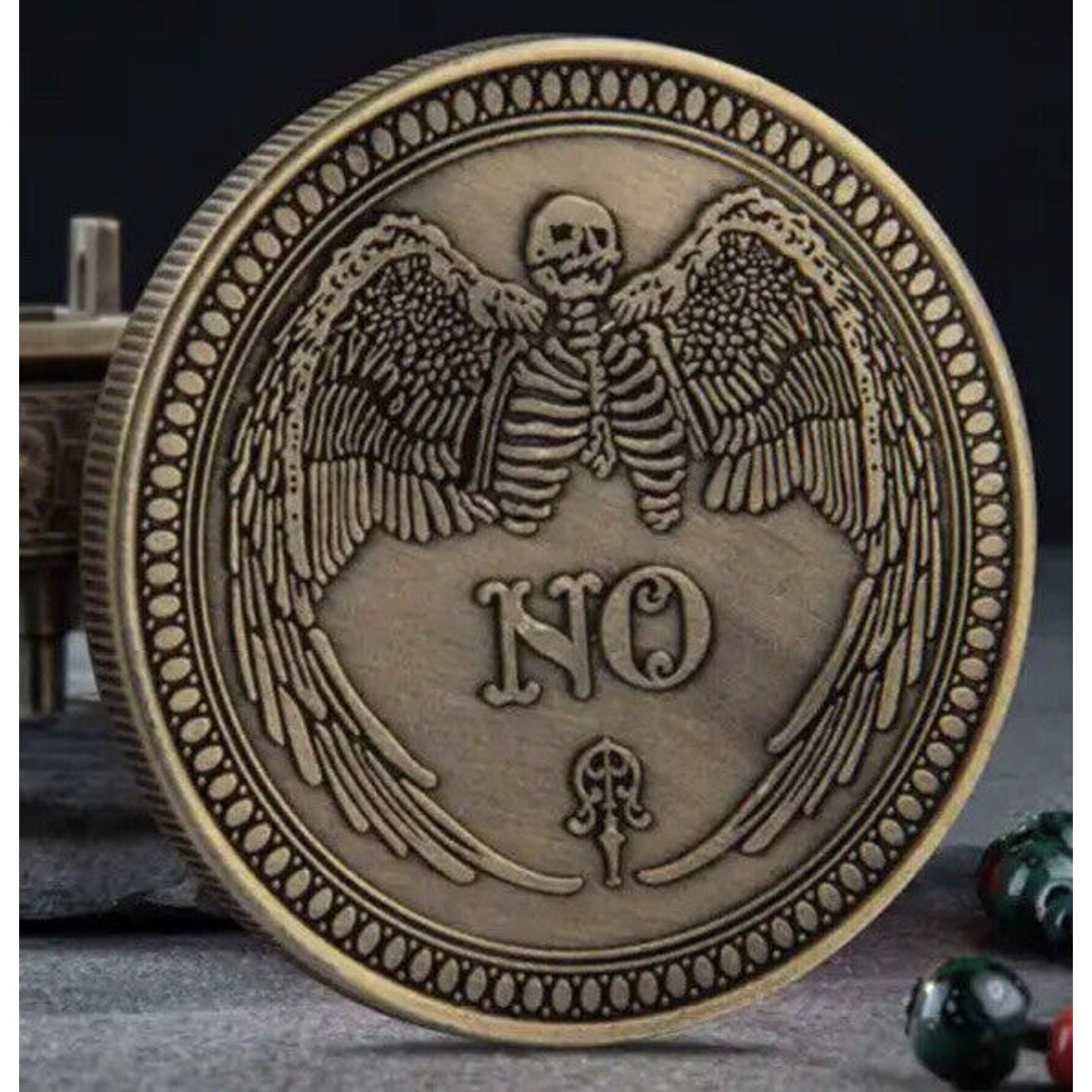 No Ouija Gothic Prediction Decision Coin All Seeing Eye or Death Angel Challenge