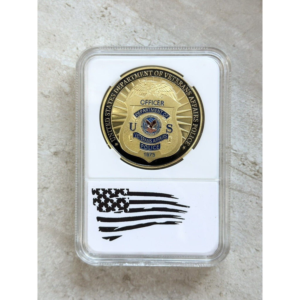 U S Dept of Veterans Affairs Police Challenge Coin w/ Presentation Box