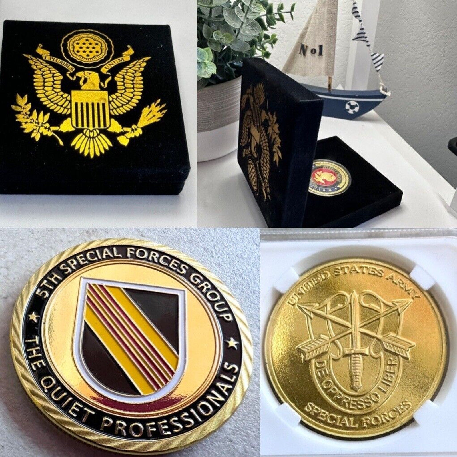 U S ARMY 5th SPECIAL FORCES GROUP (Airborne) Challenge Coin With Velvet Case