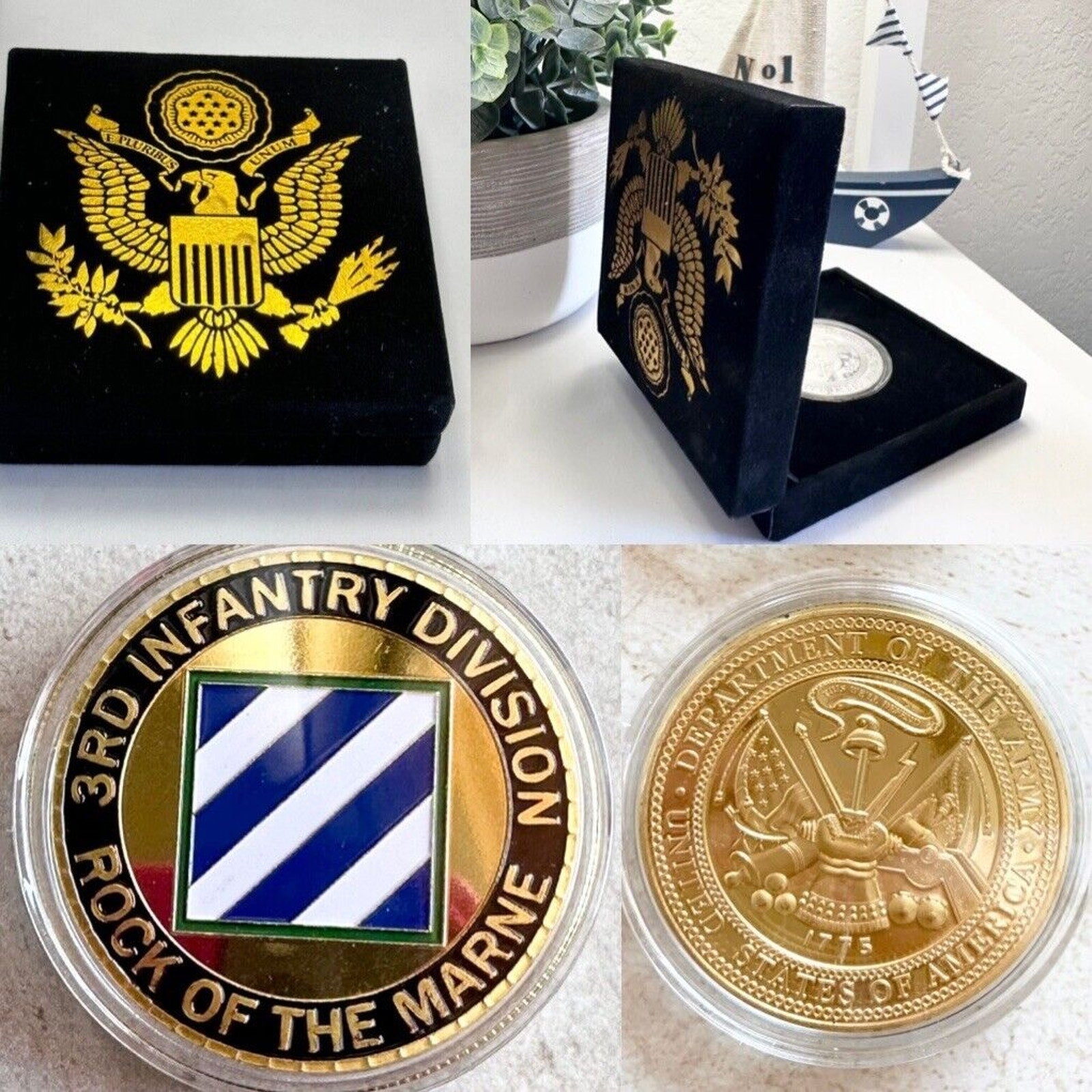 US ARMY 3rd INFANTRY DIV "Rock Of The Marne" Challenge Coin with velvet case