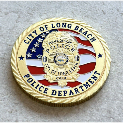 City Of Long Beach, Calif. Police Dept Challenge Coin With Special Velvet Case