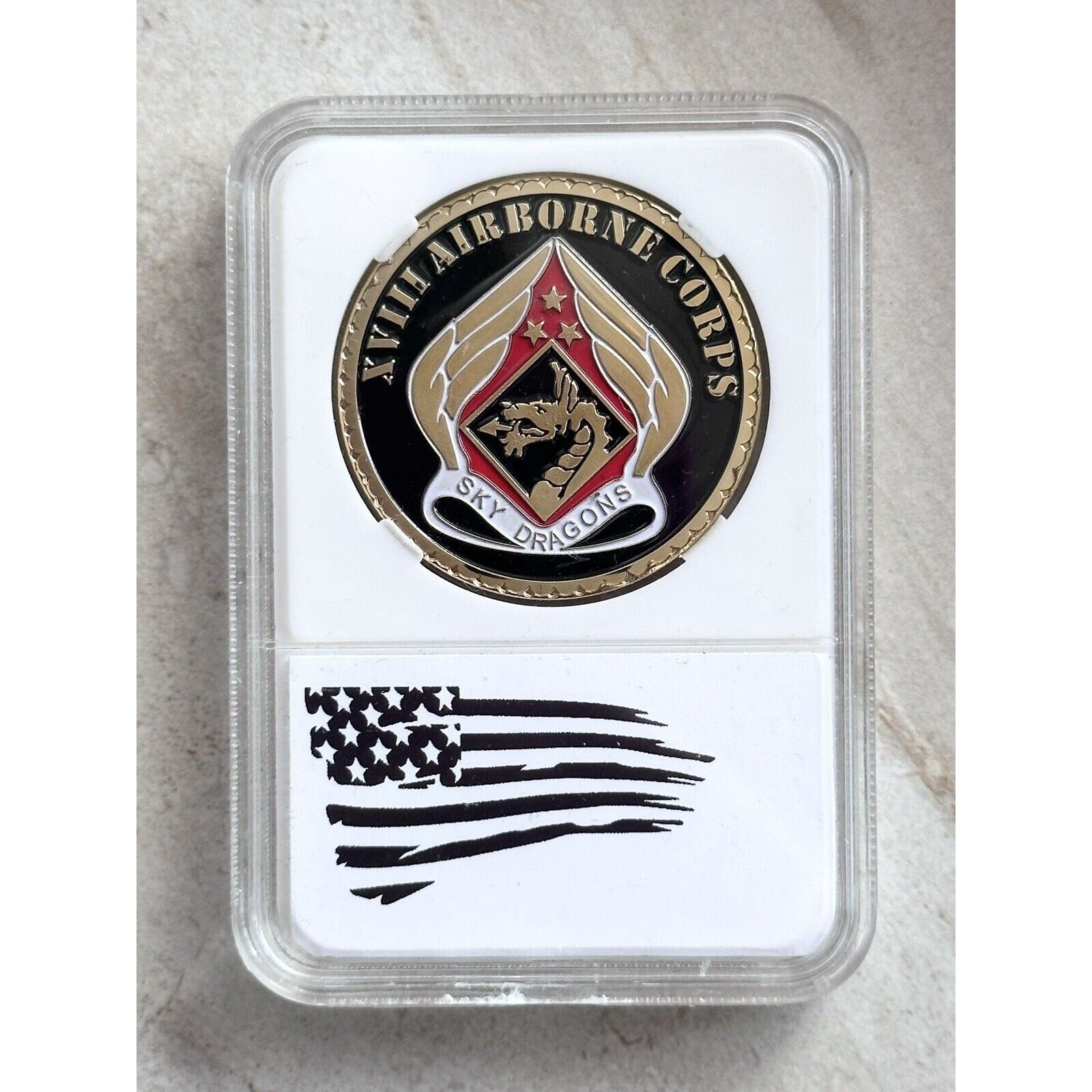 XVIII Airborne Corps Army Sky Dragons Challenge Coin IN CASE