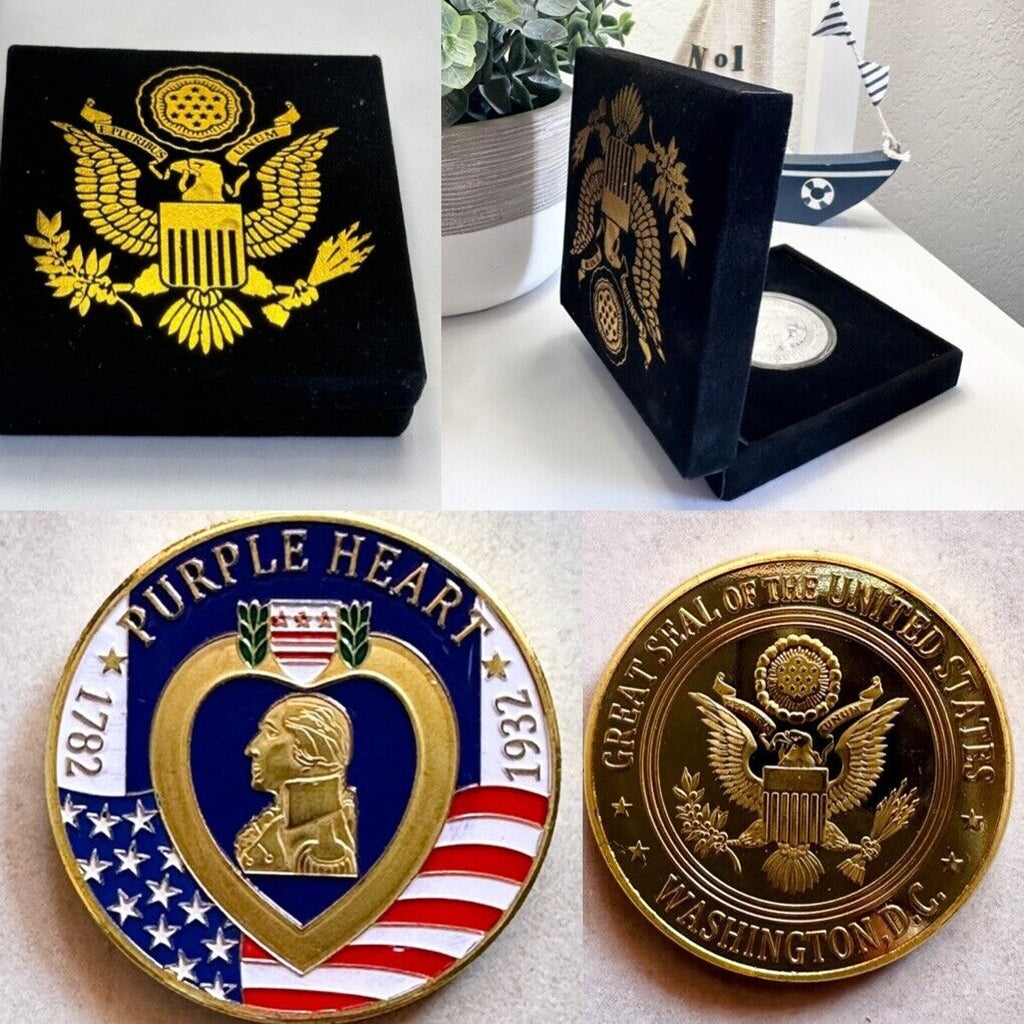 PURPLE HEART RECIPIENT Challenge Coin With Special Velvet Case