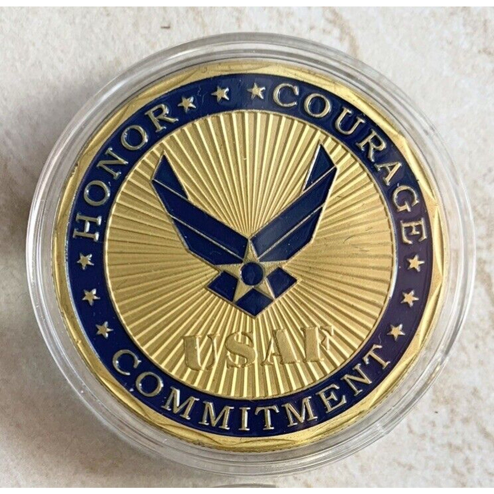 U S AIR FORCE F-35 Lightning II Challenge Coin with velvet presentation box