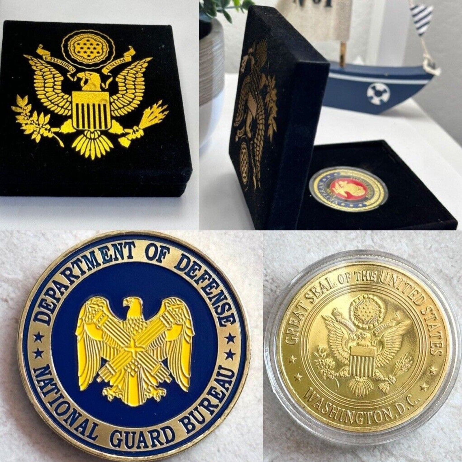 Department of Defense National Guard Bureau Challenge Coin With Special Case
