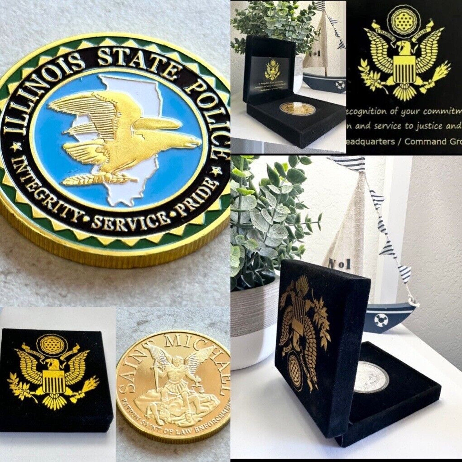 ILLINOIS STATE POLICE Challenge Coin With Special Velvet Case