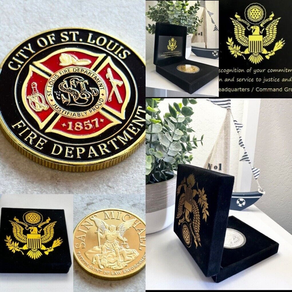 ST. LOUIS FIRE DEPT. Challenge Coin With Special Velvet Case