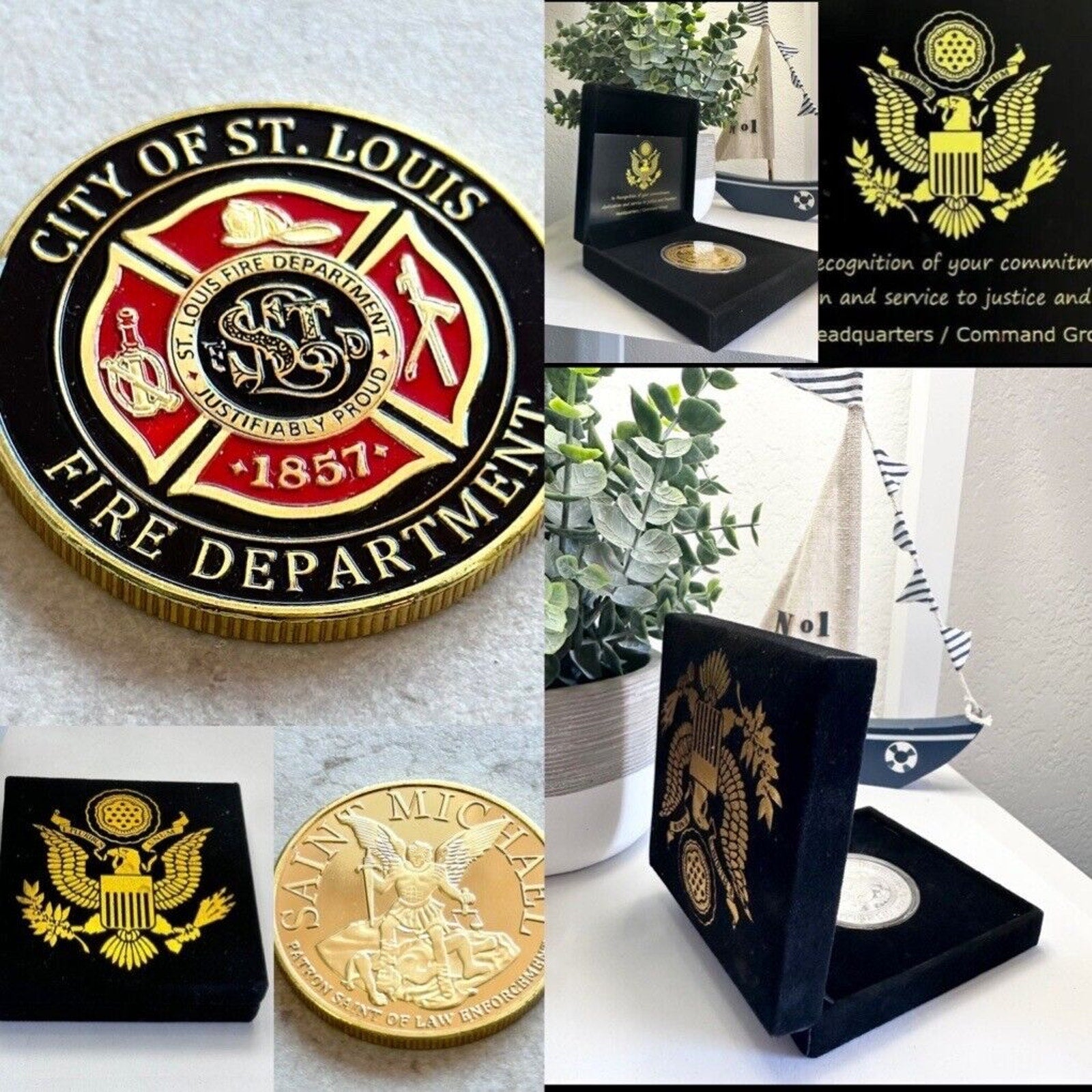 ST. LOUIS FIRE DEPT. Challenge Coin With Special Velvet Case