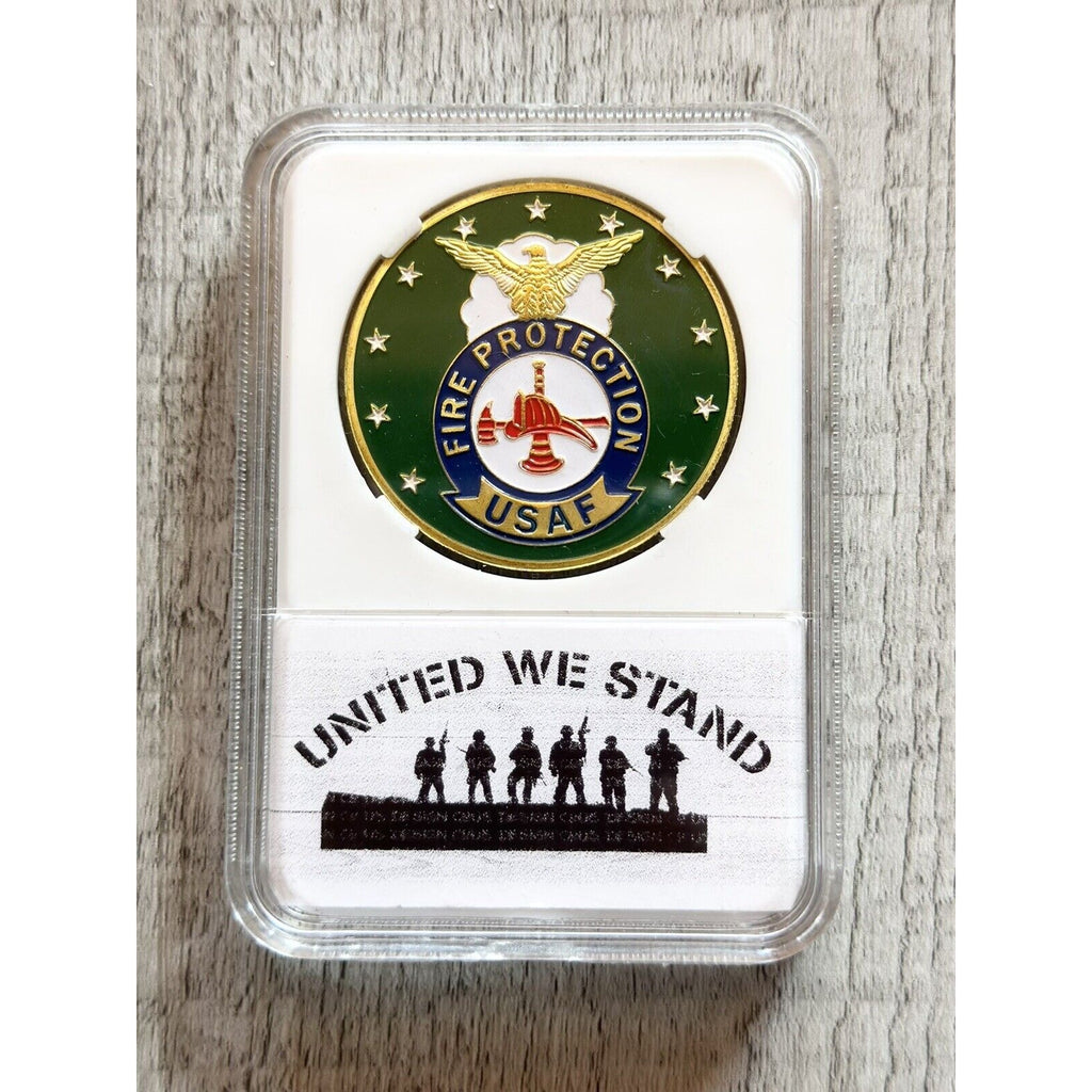 U S AIR FORCE Fire Protection Challenge Coin with nice case