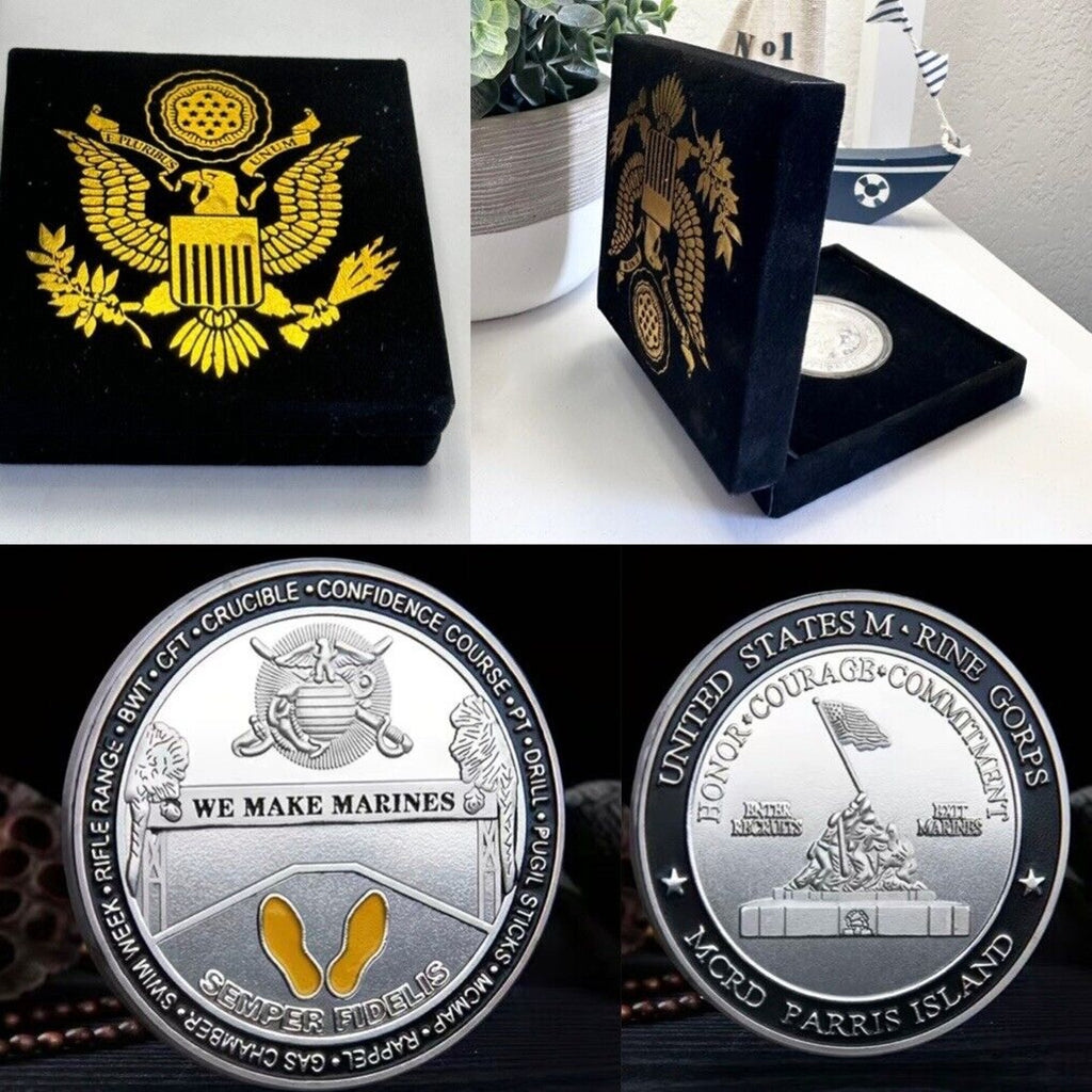 Marine Corps Recruit Depot Parris Island Coin with special velvet case